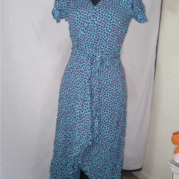 Band of Gypsies Teal and Bergundy Floral Patterned Midi Wrap Dress NWT - Picture 7 of 12